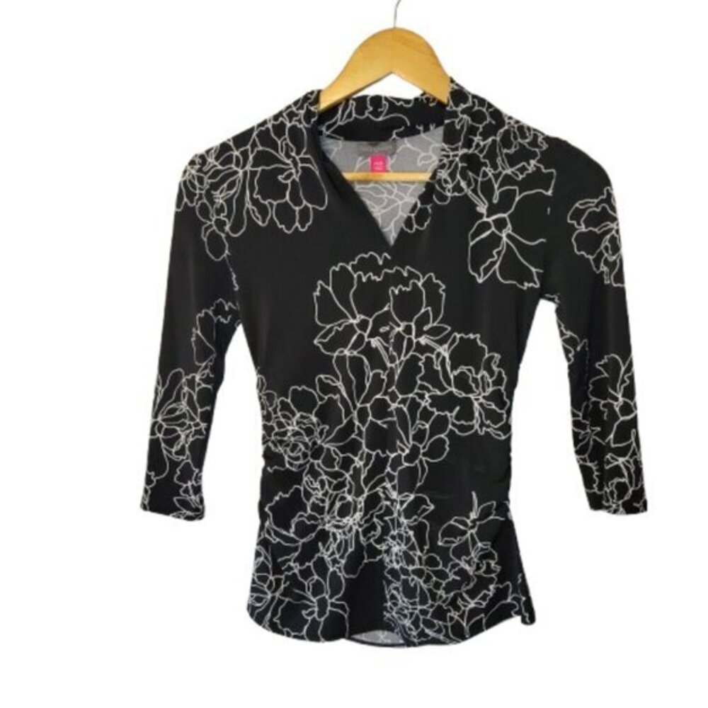 CLEARANCE NWT Vince Camuto Black and White 3/4 Sleeve Top Size PXXS